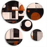 Nowoczesne Obrazy Okrągłe – Abstrakcja Geometryczna | Stylowy zestaw ozdób ściennych | Loftowa dekoracja do salonu 42204 - miniaturka 1