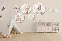 Dekoracyjne Obrazy dla Dzieci | Misie i Zajączki | Styl skandynawski do pokoju malucha | Zestaw pastelowych ozdób 42193 - miniaturka 8