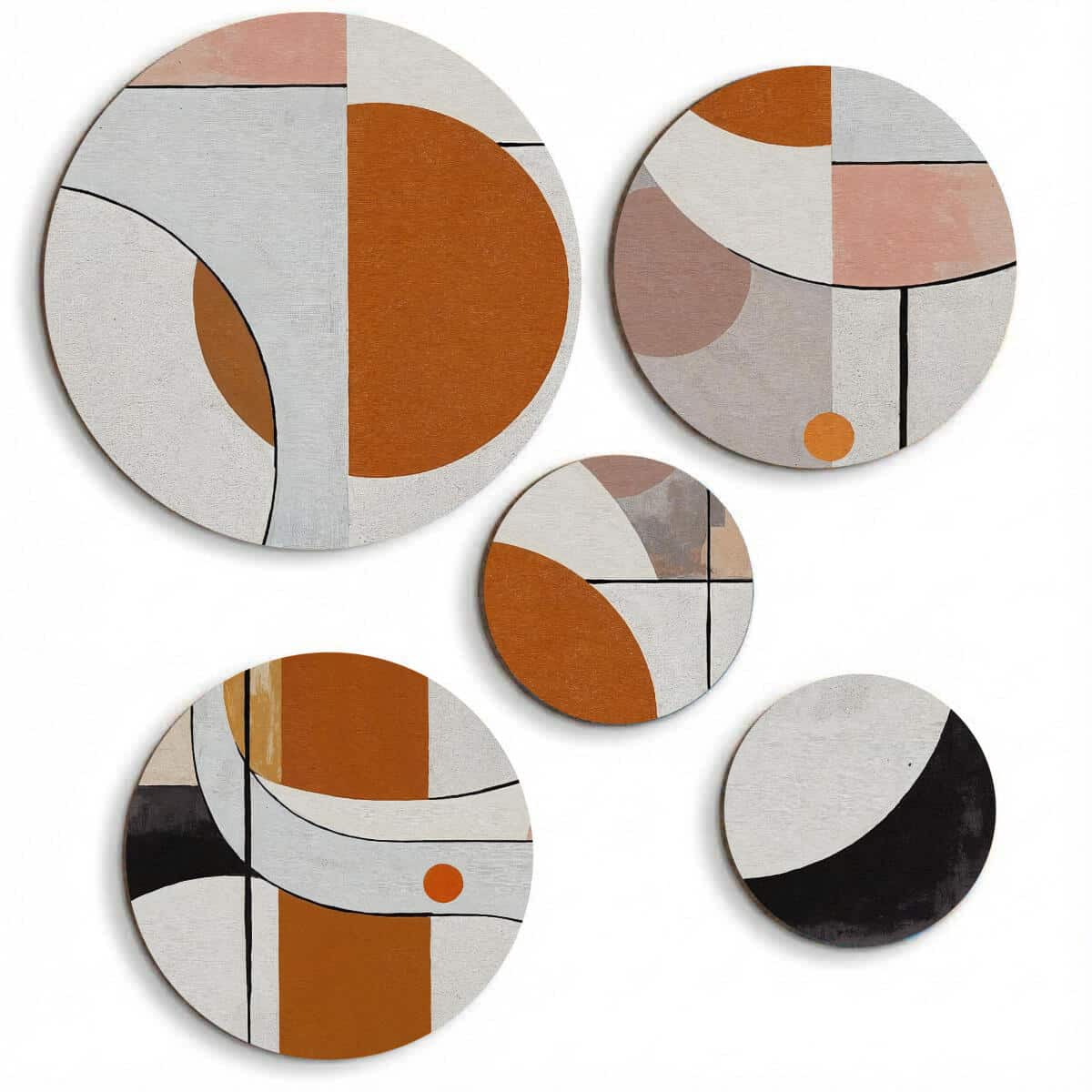 Nowoczesne Obrazy Okrągłe -Kolorowa Geometria | Skandynawska dekoracja na ścianę | Komplet do biura i domu 42198 - zdjęcie 1