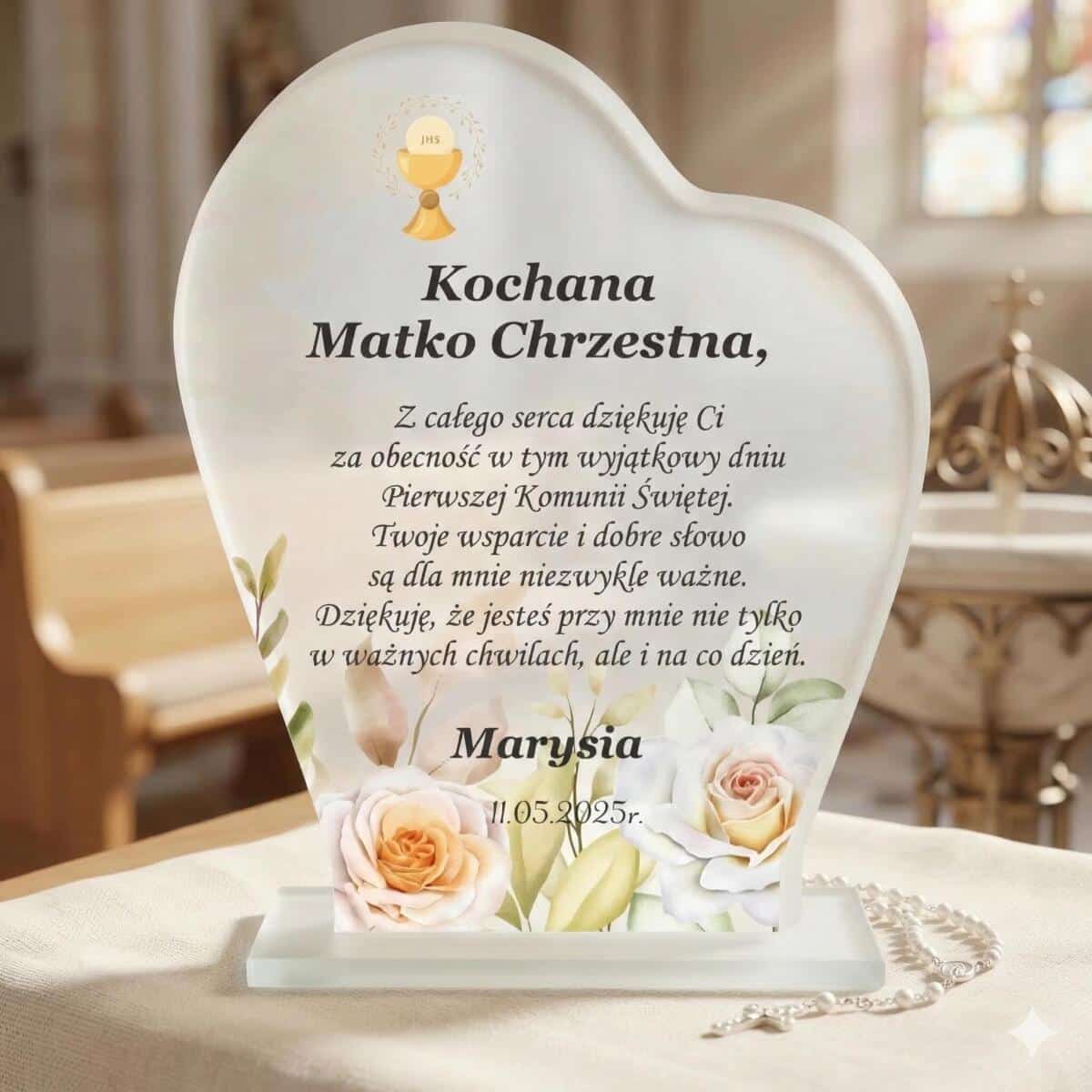 Podziękowanie dla Matki Chrzestnej Komunia | Pierwsza Komunia Święta Prezent dla Rodziców Chrzestnych- Statuetka 66083 - zdjęcie 4
