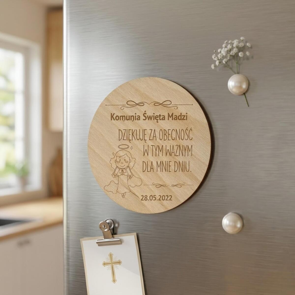 Drewniany magnes podziękowanie dla gości podziękowania Komunia Święta Chrzest 10 sztuk, P03 - zdjęcie 5