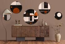 Nowoczesne Obrazy Okrągłe – Abstrakcja Geometryczna | Stylowy zestaw ozdób ściennych | Loftowa dekoracja do salonu 42204 - miniaturka 6