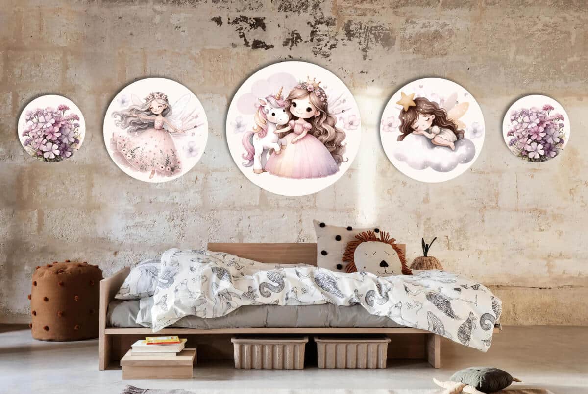 Pastelowe Dekoracje Ścienne - Wróżki i Kwiaty | Styl Boho do pokoju małej damy | Zestaw kolorowych obrazków 42192 - zdjęcie 8