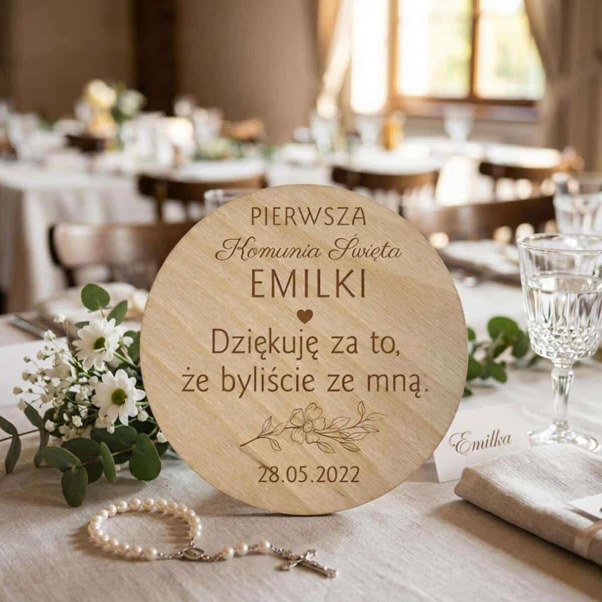 Drewniany magnes podziękowanie dla gości podziękowania Komunia Święta Chrzest 10 sztuk, P04 - zdjęcie 4