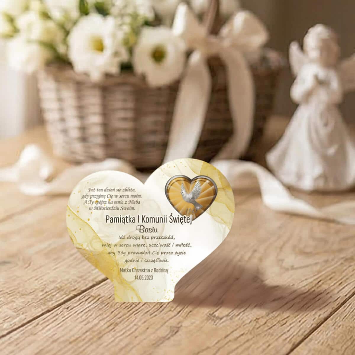 Statuetka serce Pamiątka Pierwszej Komunii Świętej prezent na komunię 77794 - zdjęcie 3