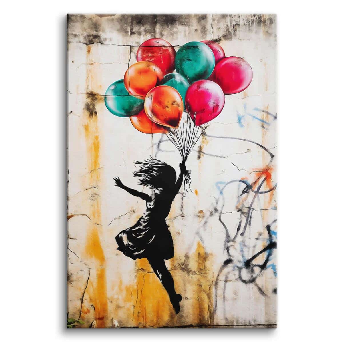 Obraz na płótnie– Dziewczynka z Balonikami | Nowoczesna Grafika Street Art 95000 - zdjęcie 2