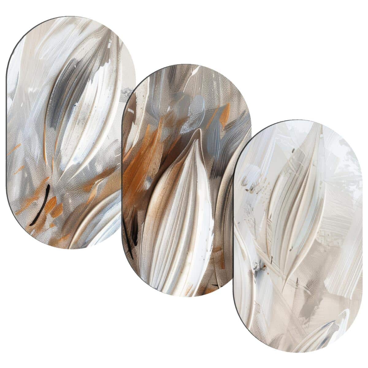 Obrazy Owalne, Elipsy- Abstrakcja w beżu i szarości | Dekoracja na ścianę Loft 42243