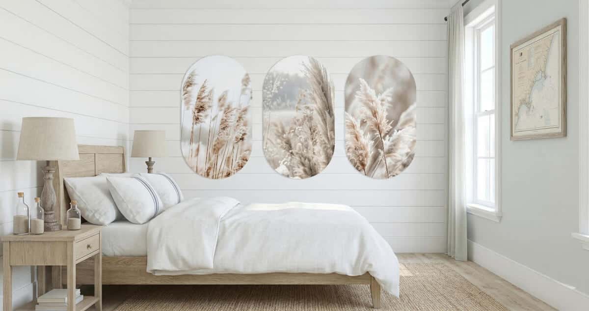 Obrazy w kształcie elipsy- Trawy Pampasowe | Kremowe obrazy do sypialni i salonu 82401 - zdjęcie 6