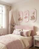 Uroczy Tryptyk Elipsa- Pastelowy Króliczek | Różowe Obrazy do pokoju dziewczynki  96002 - miniaturka 2