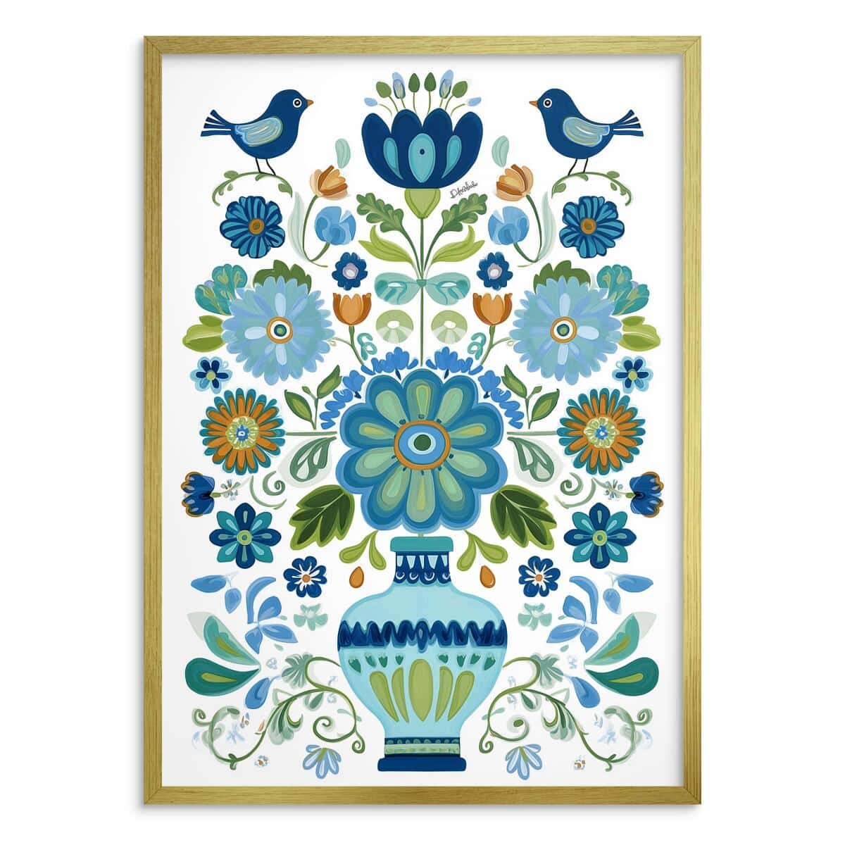 Niebieski Plakat w stylu ludowym | Obraz na ścianę do wnętrz w stylu rustykalnym 82431 - zdjęcie 5