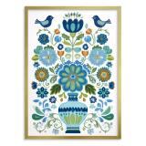 Niebieski Plakat w stylu ludowym | Obraz na ścianę do wnętrz w stylu rustykalnym 82431 - miniaturka 5