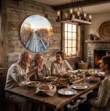 Okrągły obraz na ścianę – Jezioro i drewniany pomost o zachodzie słońca 82418 - miniaturka 5