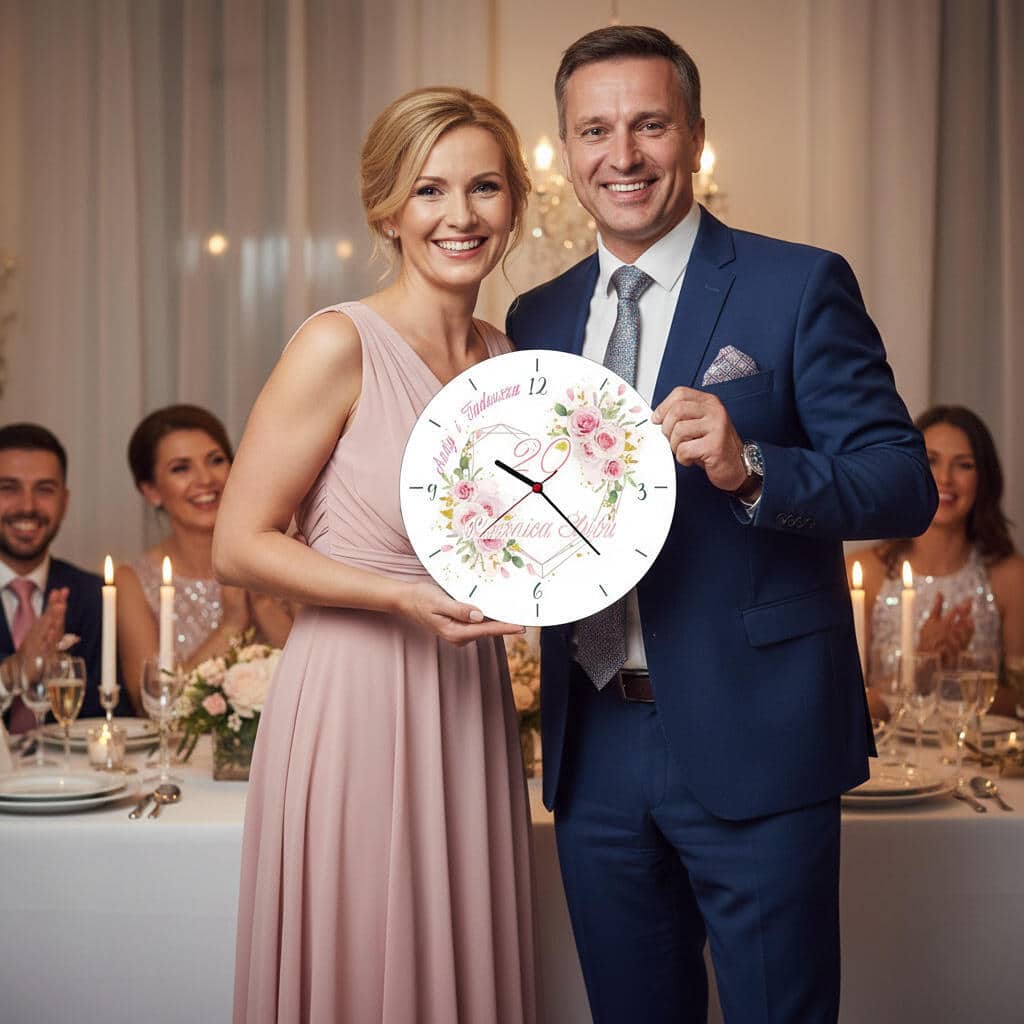 Personalizowany Zegar na ścianę – Prezent dla Małżeństwa na Jubileusz 82387 - zdjęcie 4