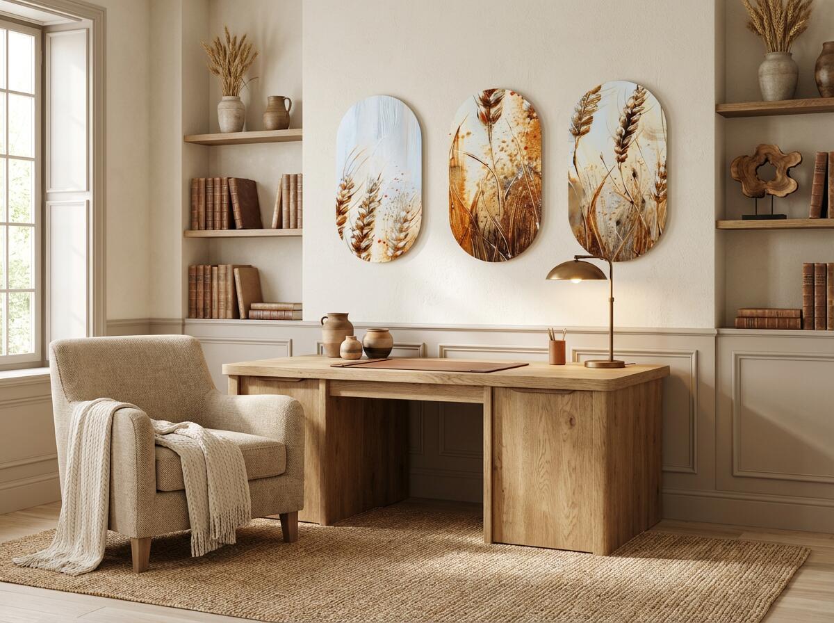 Tryptyk do salonu- Złote Kłosy Zboża | Obrazy w stylu rustykalnym, boho 42242 - zdjęcie 7