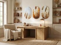 Tryptyk do salonu- Złote Kłosy Zboża | Obrazy w stylu rustykalnym, boho 42242 - miniaturka 7