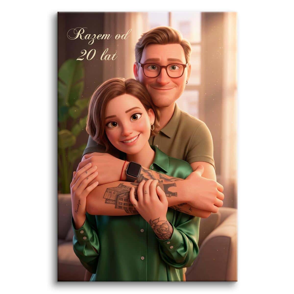Portret ze zdjęcia dla Pary- Prezent na 20 Rocznicę Ślubu, Porcelanowe Gody | Obraz w bajkowym stylu 82459-20 - zdjęcie 3