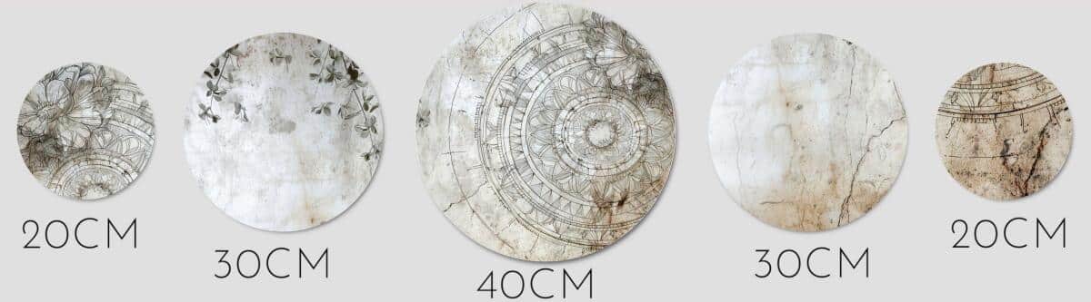 Okrągłe Obrazy Mandala i Kwiaty Vintage | Elegancki Komplet do Sypialni 82436 - zdjęcie 3