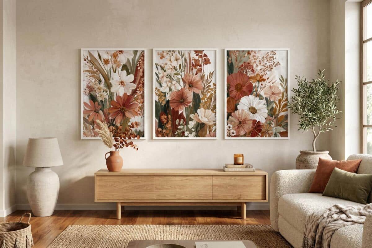 Tryptyk Kwiatowy Boho – Zestaw 3 Plakatów w Kolorach Ziemi 51150 - zdjęcie 2