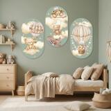 Obrazy dla dzieci, Tryptyk- Misie i Balony | Szałwiowa dekoracja do pokoju chłopca 42218 - miniaturka 5