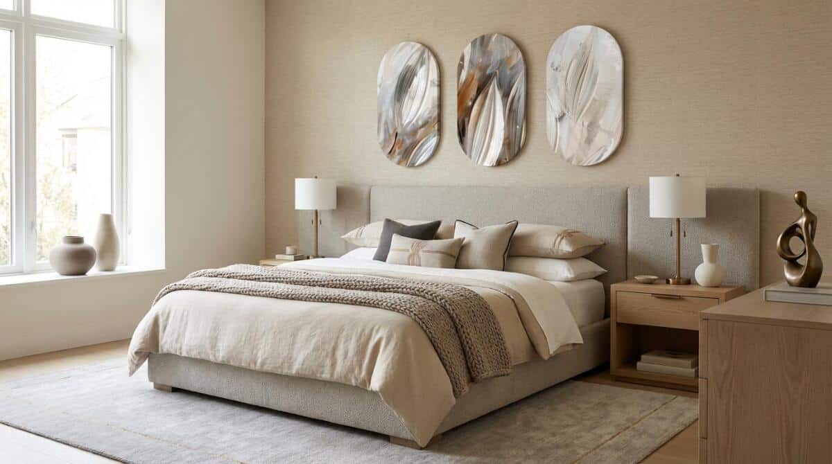 Obrazy Owalne, Elipsy- Abstrakcja w beżu i szarości | Dekoracja na ścianę Loft 42243 - zdjęcie 8