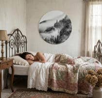 Obraz okrągły – Mglisty Las i Góry | Czarno-biały krajobraz Koło 82416 - miniaturka 5