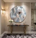 Okrągły Obraz w beżu i błękicie  – Subtelne dmuchawce | Elegancka dekoracja do wnętrz boho 82411 - miniaturka 5