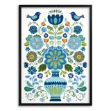 Niebieski Plakat w stylu ludowym | Obraz na ścianę do wnętrz w stylu rustykalnym 82431 - miniaturka 1