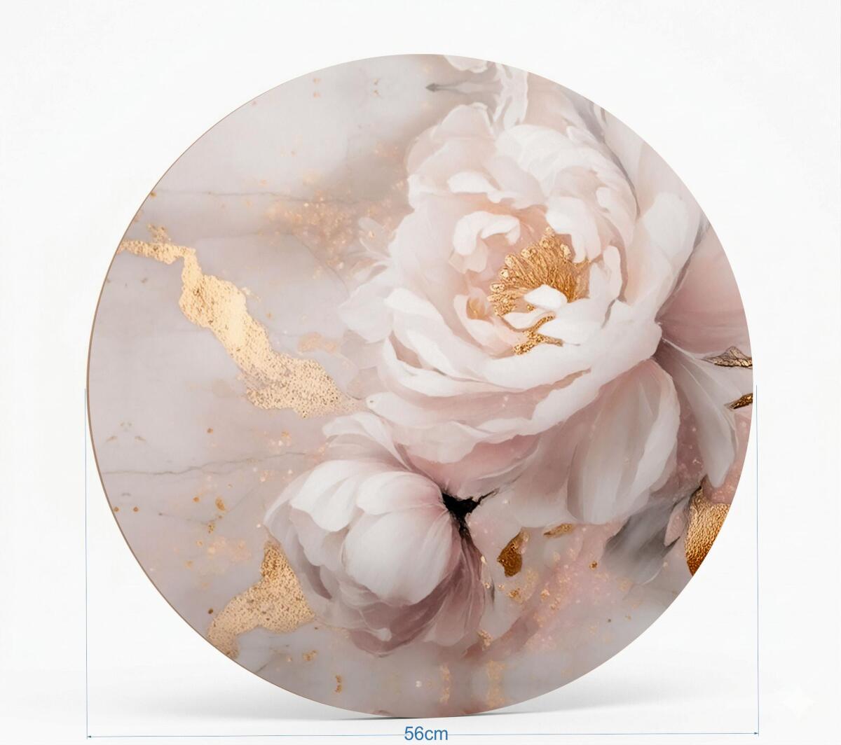 Elegancki Obraz Okrągły – Różowe Kwiaty Piwonii i Złote Akcenty | Styl Glamour 82413 - zdjęcie 2