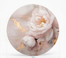 Elegancki Obraz Okrągły – Różowe Kwiaty Piwonii i Złote Akcenty | Styl Glamour 82413 - miniaturka 2