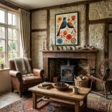 Nowoczesny Obraz z motywem ptaków – Folk Art | Nowoczesny folklor i etno design 82434 - miniaturka 3