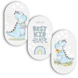 Pastelowe Obrazy Dziecięce- Niebieskie Dinozaury | Zestaw dekoracji do pokoju chłopca 96004 - miniaturka 1