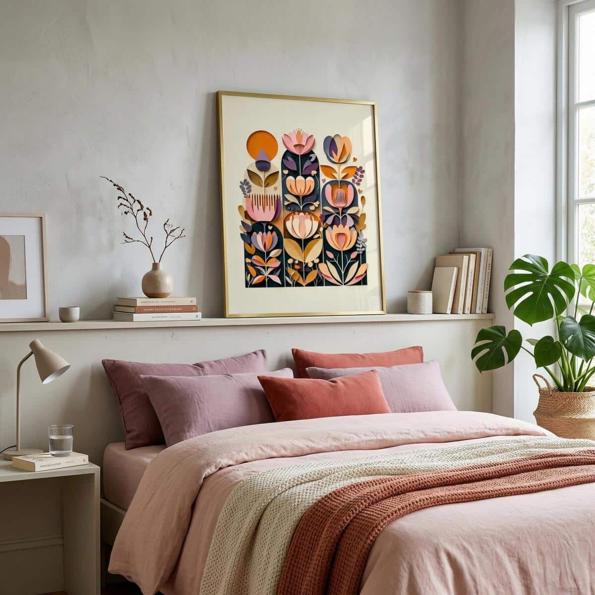 Plakat- Kolorowe Kwiaty | Obraz na ścianę w stylu Folk Art, sztuka ludowa 51151 - zdjęcie 2