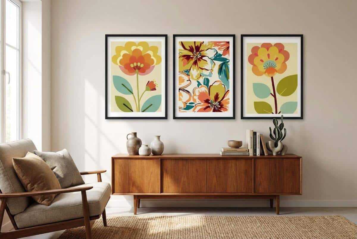 Kolorowe Plakaty Roślinne | Modna dekoracja do salonu w stylu Retro, Vintage 42249 - zdjęcie 3