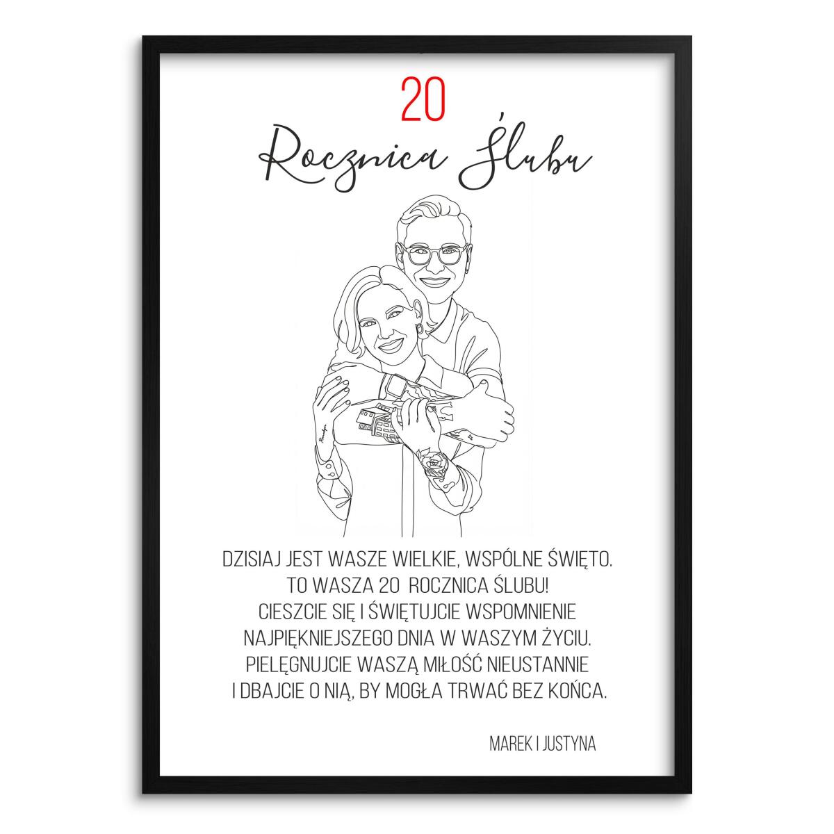 Prezent na 20-lecie Ślubu- Portret ze zdęcia na Jubileusz Małżeństwa 82463-20 - zdjęcie 2