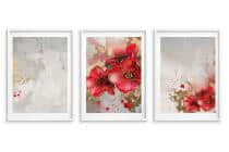 Elegancki Zestaw 3 Plakatów- Czerwone Kwiaty, Maki | Tryptyk Glamour ze złotymi akcentami 42248 - miniaturka 10