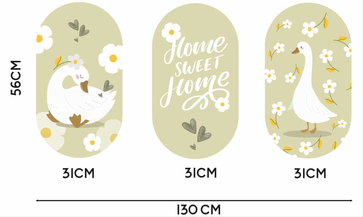 Urocze Obrazy Owalne- Wesołe Gąski | Sielski tryptyk na ścianę do pokoju dziecka 96003 - zdjęcie 2