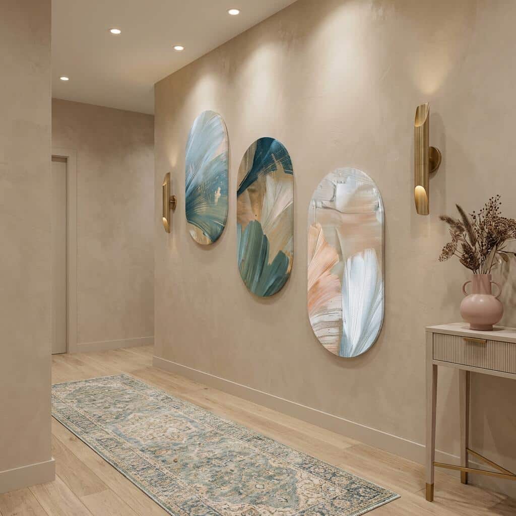 Nowoczesny Tryptyk Elipsy w kolorach ziemi | Organiczne kształty Abstrakcja 42240 - zdjęcie 3