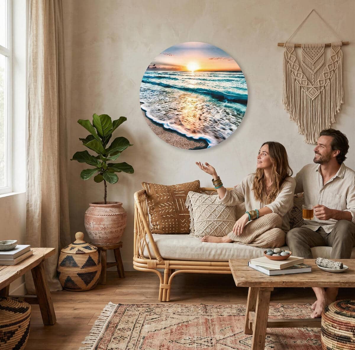Obraz Koło na ścianę- Morze, Plaża, Zachód Słońca | Nadmorski Krajobraz 82417 - zdjęcie 6