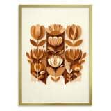 Plakat z efektem 3D- Geometryczne, brązowe kwiaty | Obraz etno design 51152 - miniaturka 1
