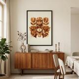 Plakat z efektem 3D- Geometryczne, brązowe kwiaty | Obraz etno design 51152 - miniaturka 3