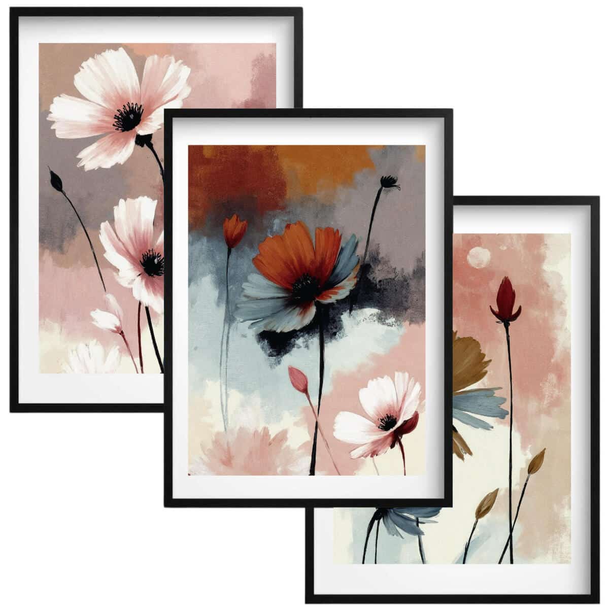 Pastelowe Plakaty Kwiaty Akwarela | Dekoracja ścienna do sypialni 42247