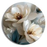 Stylowy Okrągły Obraz – Pastelowe Kwiaty Magnolii | Dekoracja do Salonu i Sypialni | Obraz HDF 82410 - miniaturka 1