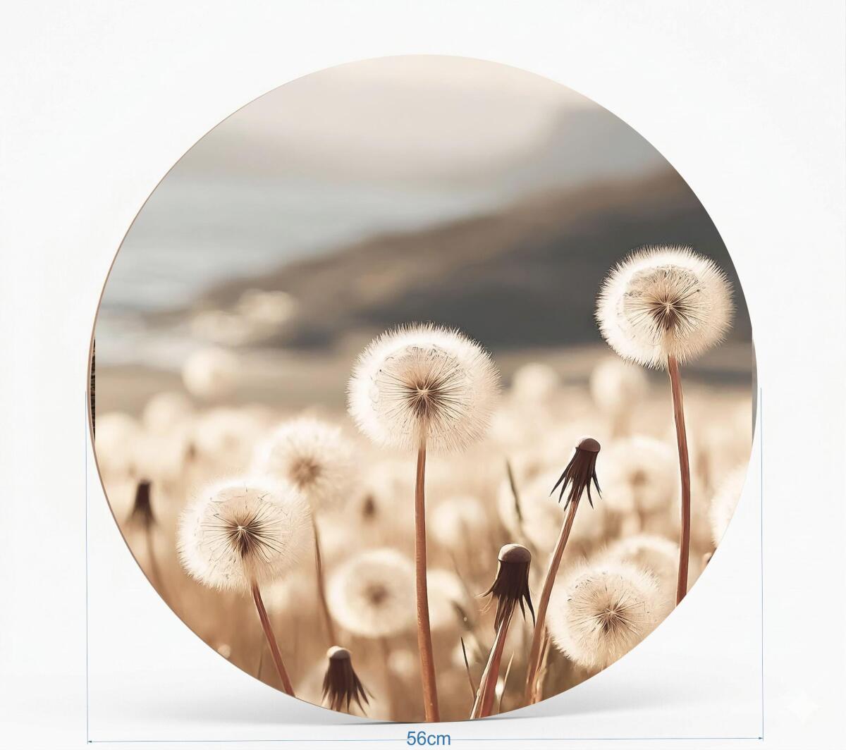 Okrągły Obraz Natura – Dmuchawce na Łące | Minimalistyczna Dekoracja do Salonu i Sypialni 82422 - zdjęcie 2