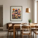 Plakat- Kolorowe Kwiaty | Obraz na ścianę w stylu Folk Art, sztuka ludowa 51151 - miniaturka 4