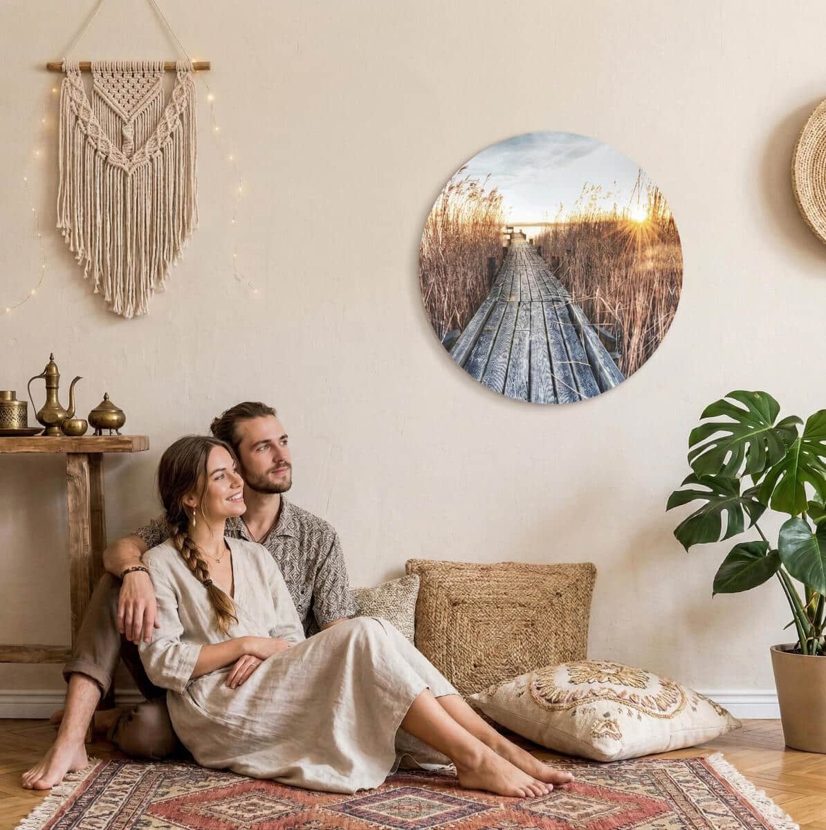 Okrągły obraz na ścianę – Jezioro i drewniany pomost o zachodzie słońca 82418 - zdjęcie 6