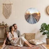 Okrągły obraz na ścianę – Jezioro i drewniany pomost o zachodzie słońca 82418 - miniaturka 6