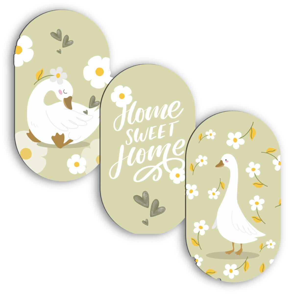 Urocze Obrazy Owalne- Wesołe Gąski | Sielski tryptyk na ścianę do pokoju dziecka 96003