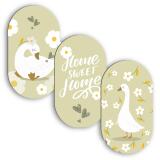 Urocze Obrazy Owalne- Wesołe Gąski | Sielski tryptyk na ścianę do pokoju dziecka 96003 - miniaturka 1