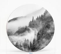 Obraz okrągły – Mglisty Las i Góry | Czarno-biały krajobraz Koło 82416 - miniaturka 3