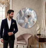 Okrągły Obraz w beżu i błękicie  – Subtelne dmuchawce | Elegancka dekoracja do wnętrz boho 82411 - miniaturka 6